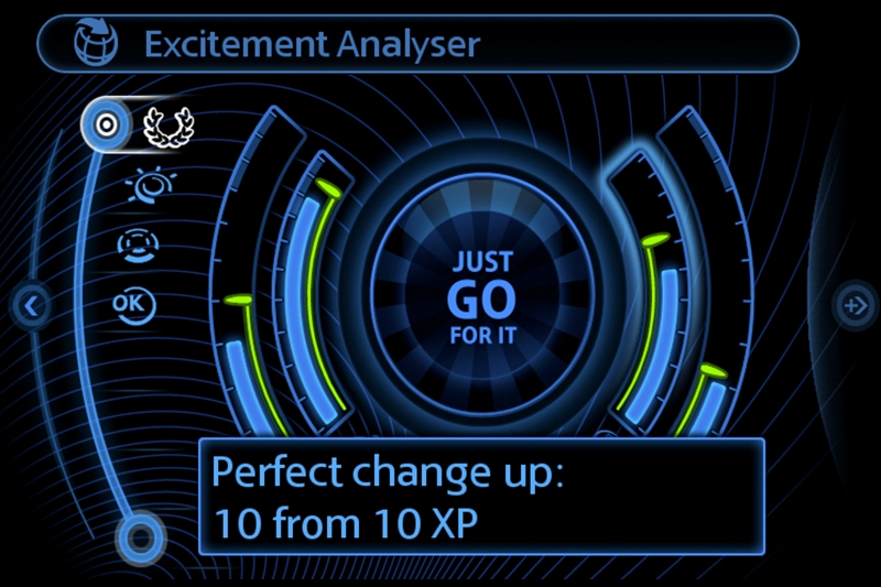 MINI Driving Excitement Analyser ocenia styl jazdy kierowcy wystawiając mu ocenę na podstawie zdobytych przez niego punktów.